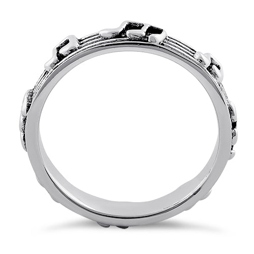 Sterling Silver Thin Music Notes Eternity Ring