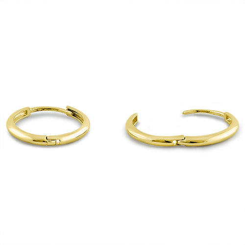 Solid 14K Yellow Gold 1.5mm x 14mm Plain Hoop Earrings