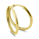 Solid 14K Yellow Gold 1.5mm x 18mm Plain Hoop Earrings