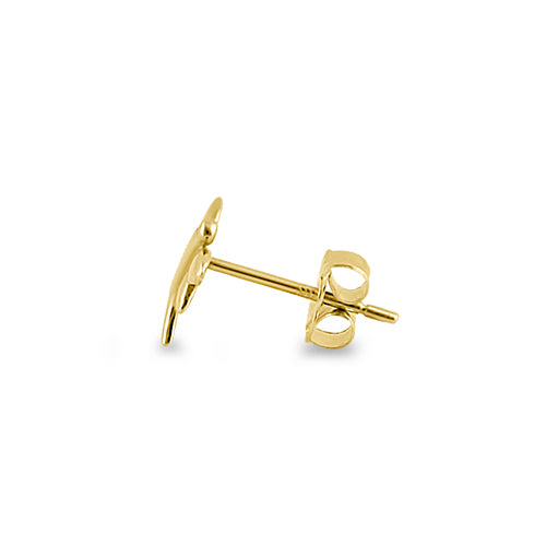 Solid 14K Yellow Gold Dragonfly Stud Earrings