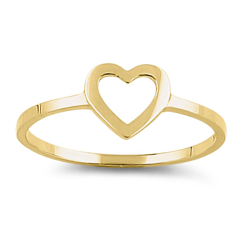 Solid 14K Yellow Gold Heart Outline Ring