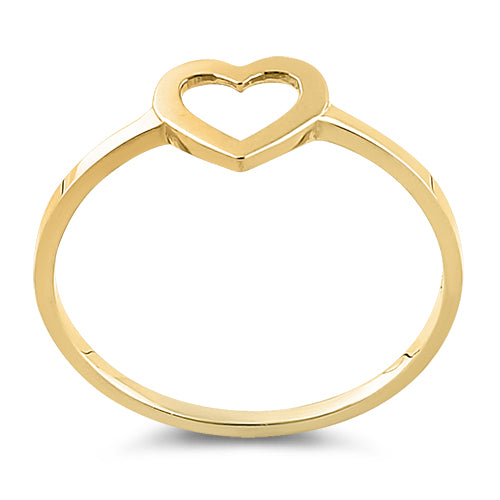 Solid 14K Yellow Gold Heart Outline Ring