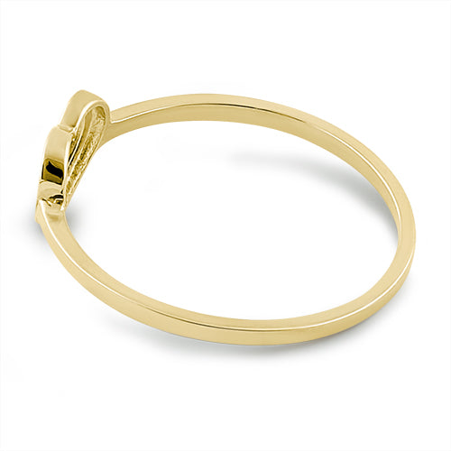 Solid 14K Yellow Gold Heart Outline Ring