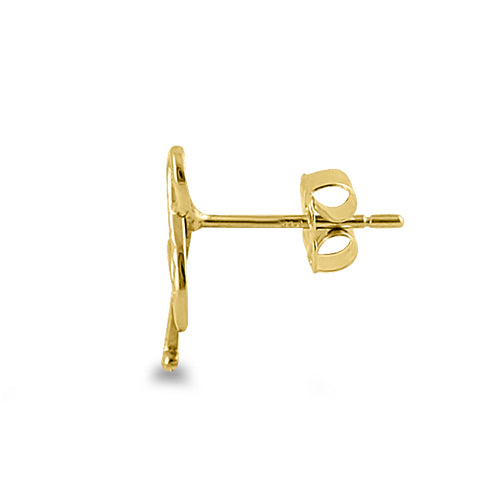 Solid 14K Yellow Gold Music Note Stud Earrings