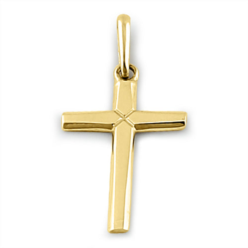 Solid 14K Yellow Gold Plain Cross Pendant