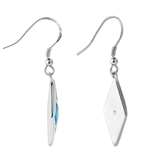 Sterling Silver Blue Lab Opal Diamond Hook Earrings