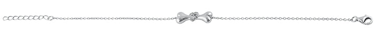 Sterling Silver Dog Bone Clear Heart CZ Bracelet