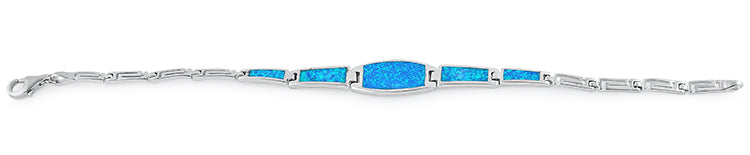 Sterling Silver Remarkable Blue Lab Opal Bracelet