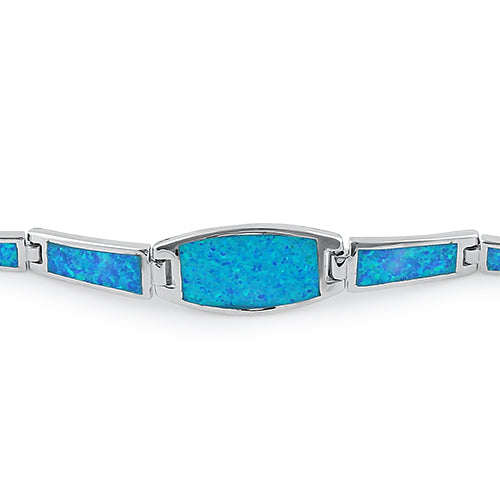 Sterling Silver Remarkable Blue Lab Opal Bracelet