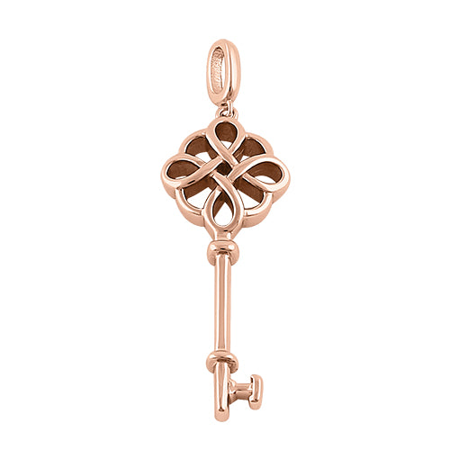 Sterling Silver Rose Gold Plated Key Pendant