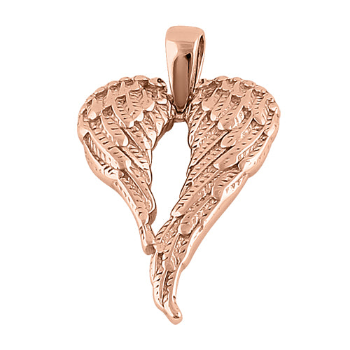 Sterling Silver Rose Gold Plated Fallen Angel Wings Pendant