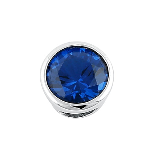 Sterling Silver Round Blue Spinel CZ Pendant