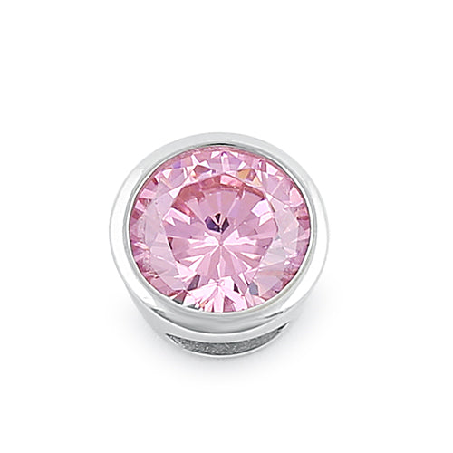 Sterling Silver Round Pink CZ Pendant