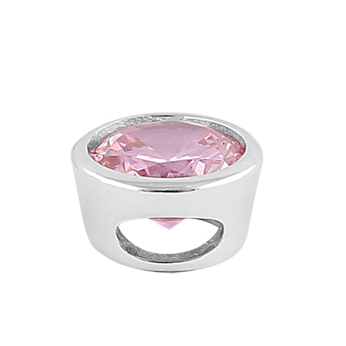 Sterling Silver Round Pink CZ Pendant