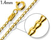 14K Gold Plated Sterling Silver Long Curb Chain 1.4MM