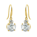 1.68 ct Solid 14K Yellow Gold 6mm Round CZ Hook Earrings