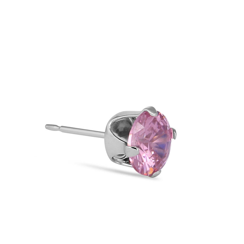 0.9ct Sterling Silver Round Pink CZ Stud Earrings 5mm