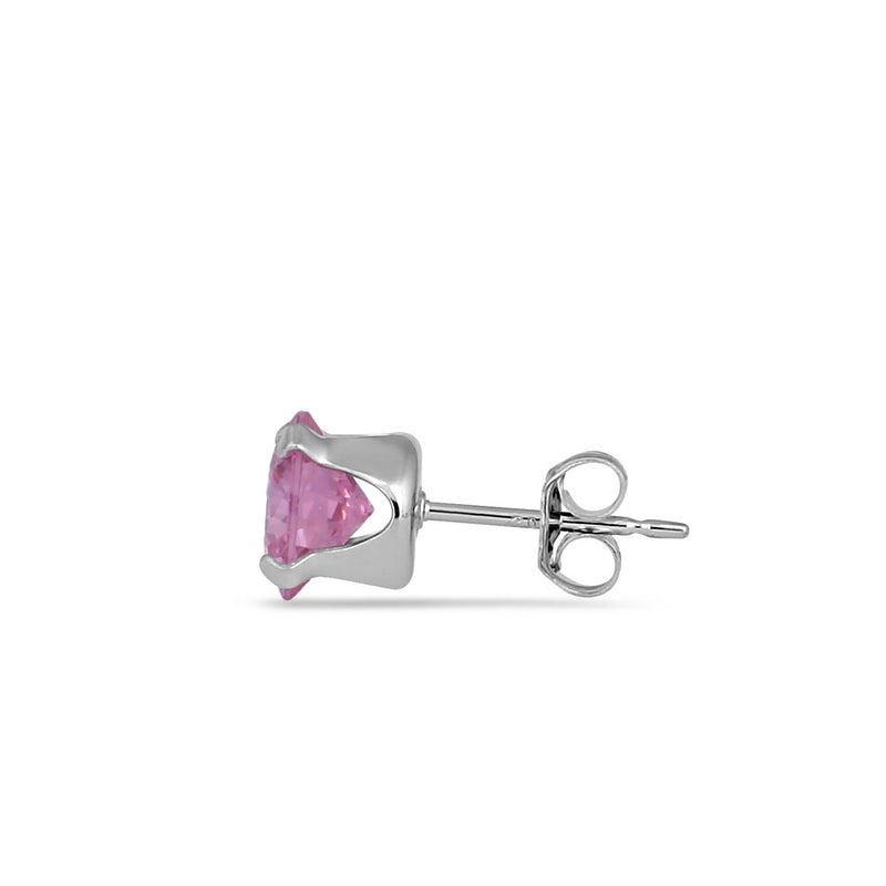 0.5ct Sterling Silver Pink Round CZ Stud Earrings 4mm