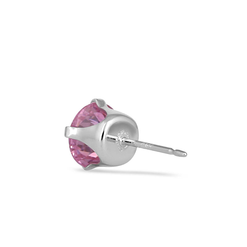 1.5ct Sterling Silver Round Pink CZ Stud Earrings 6mm