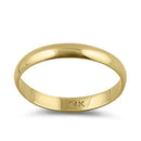 Solid 14K Yellow Gold 3mm Dome Wedding Band