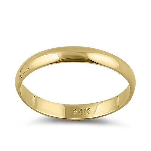 Solid 14K Yellow Gold 3mm Dome Wedding Band