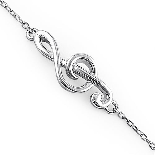 Sterling Silver Treble Clef Music Note Bracelet