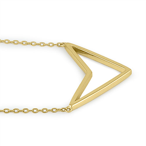 Sterling Silver Yellow Gold Plated Down Arrow Necklace