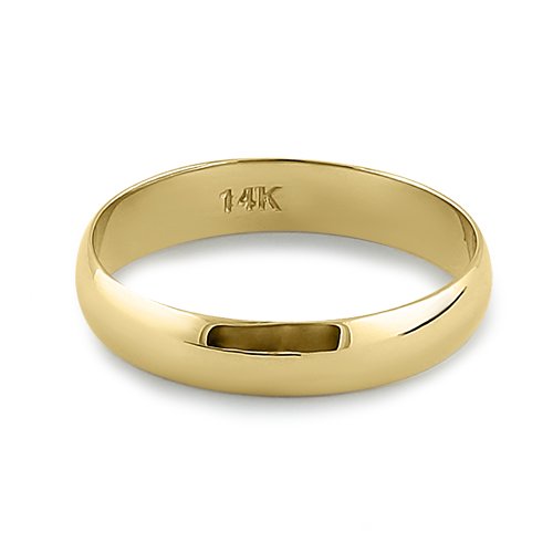 Solid 14K Yellow Gold 4mm Dome Wedding Band