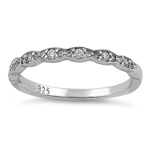 Sterling Silver Half Eternity Clear Round CZ Engagement Band