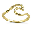 Sterling Silver Gold Plated Ocean Wave Ring