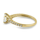 Solid 14K Yellow Gold Solitaire Round Clear CZ Engagement Ring
