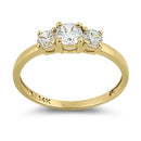 Solid 14K Yellow Gold Triple Round Cut CZ Engagement Ring