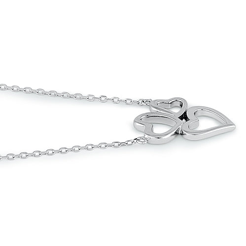 Sterling Silver Triple Heart Necklace