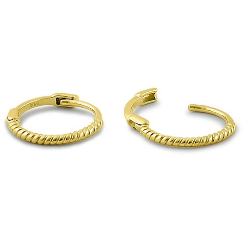 Solid 14K Yellow Gold 1mm x 9mm Rope Hoop Earrings