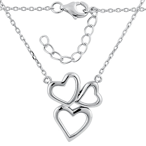 Sterling Silver Triple Heart Necklace