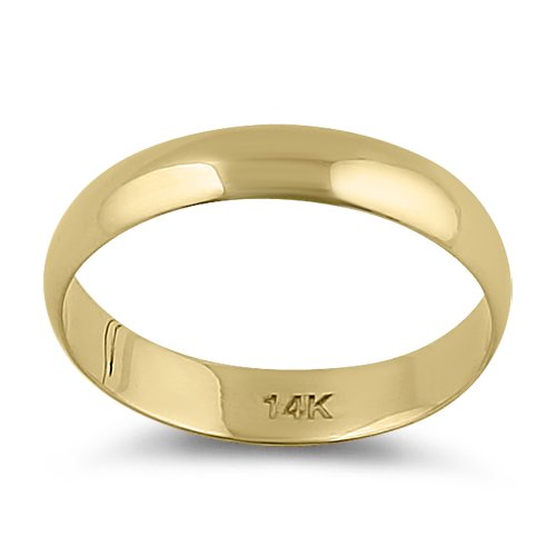 Solid 14K Yellow Gold 4mm Dome Wedding Band
