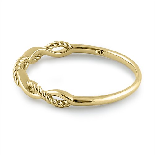 Solid 14K Yellow Gold Twisted Rope Ring