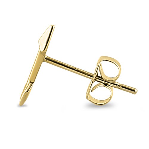 Solid 14K Yellow Gold Trendy Arrow Earrings