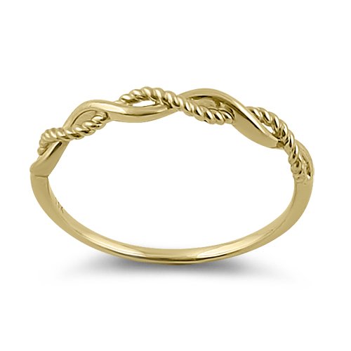 Solid 14K Yellow Gold Twisted Rope Ring