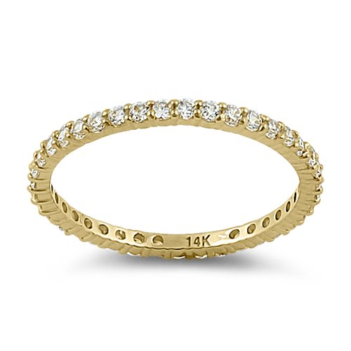 Solid 14K Yellow Gold Eternity CZ Ring
