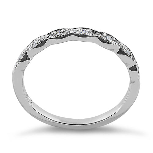 Sterling Silver Half Eternity Clear Round CZ Engagement Band