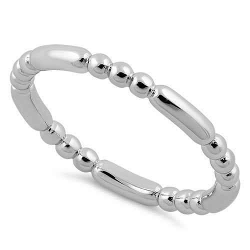 Rhodium Plated Stackable Bead and Bar Ring