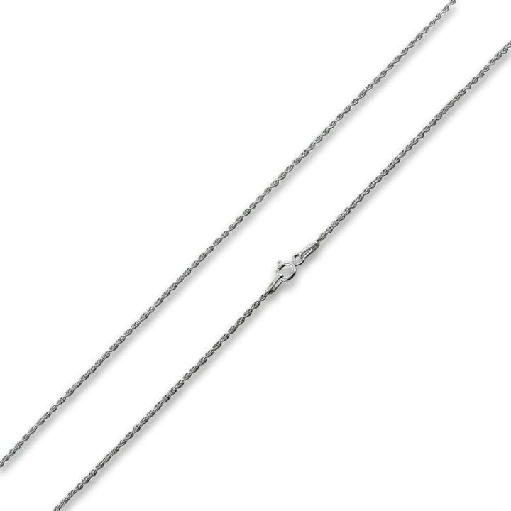 Rhodium Sterling Silver Rope Chain 1.3MM
