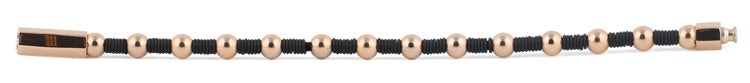 Rose Gold Plated Steel Bead Rubber Bracelet