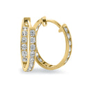 Solid 14K Yellow Gold 1.3mm x 17mm Clear CZ Hoop Earrings