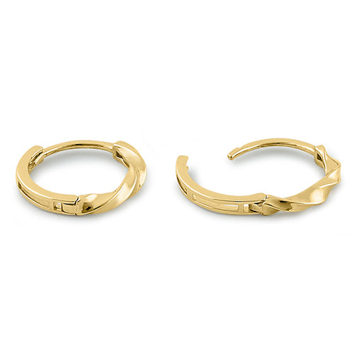 Solid 14K Yellow Gold 1.7mm x 13mm Twist Hoop Earrings