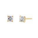 .2 ct Solid 14K Yellow Gold 2.5mm Princess Cut Clear CZ Earrings