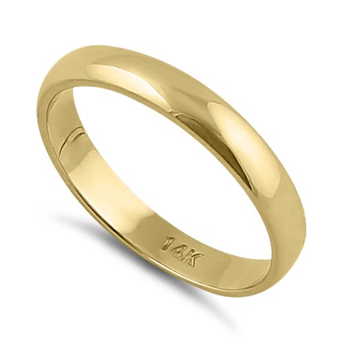 Solid 14K Yellow Gold 3mm Plain Weddig Band