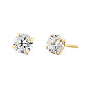 .5 ct Solid 14K Yellow Gold 4mm Round Cut Clear CZ Earrings