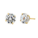 .92 ct Solid 14K Yellow Gold 5mm Round Cut Clear CZ Earrings